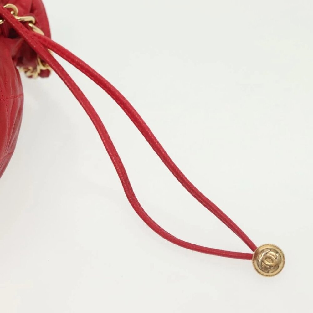 CHANEL Matelasse Chain Shoulder Bag Leather Red Gold CC Auth 142310 - Picture 9 of 16